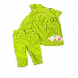 NWOT Carter’s Green Corduroy Outfit with Bird Design size 6 months